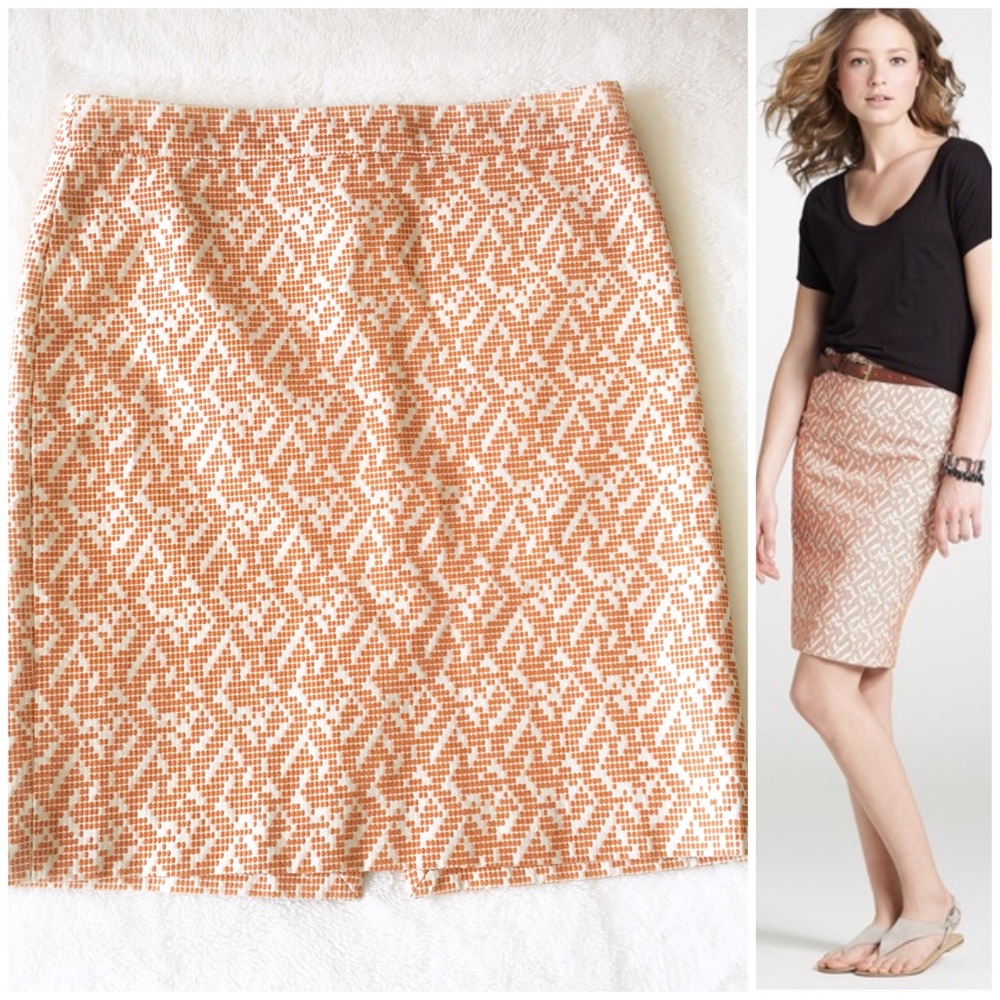 J Crew Embroidered Ikat Pencil Skirt